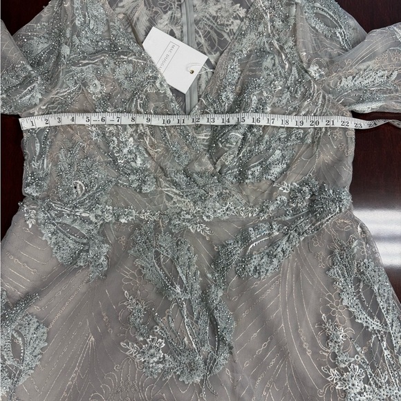 MAC DUGGAL SIZE  20 Gray EMBELLISHED WRAP 3/4 SLEEVE Cocktail Formal DRESS NWT - Picture 9 of 10